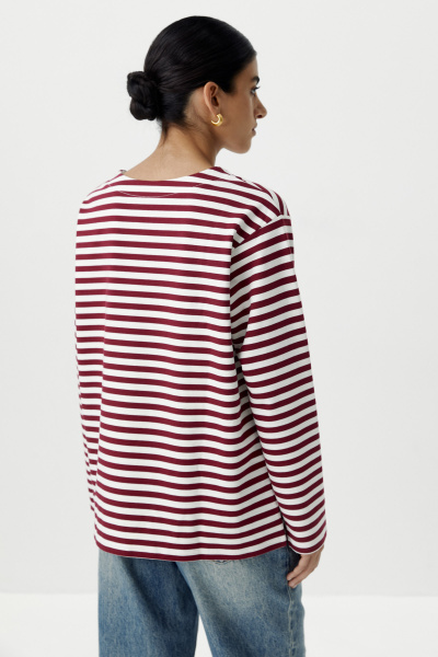 Лонгслив в полоску (молочный / бордовый) (XS/S) 