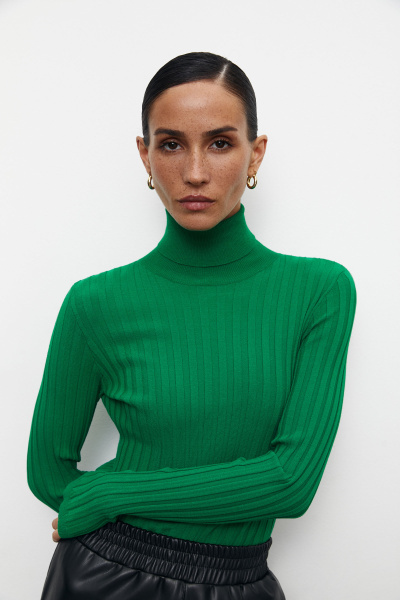 Водолазка вязаная базовая (XS, травяной) 