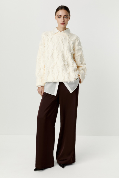 Джемпер с орнаментом из бахромы (молочный) (XS/S) 