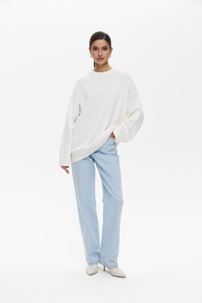 Свитер оверсайз из хлопка (one size, молочный)
