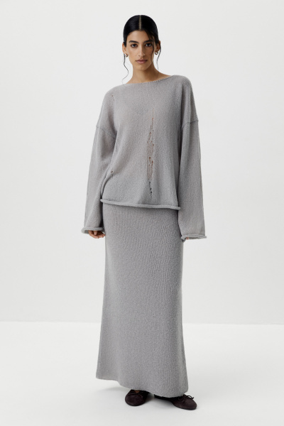 Джемпер оверсайз с гранжевым эффектом (светло-серый) (M/L) 