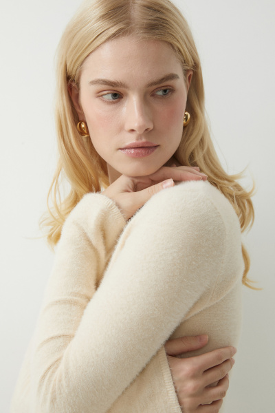 Платье макси из пушистой пряжи (бежевый) (M) 