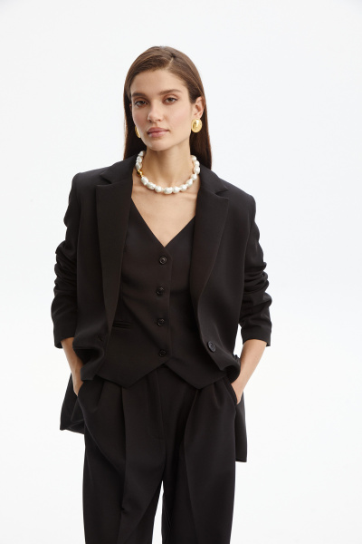 Пиджак прямой со шлицей (S, черный) 2159