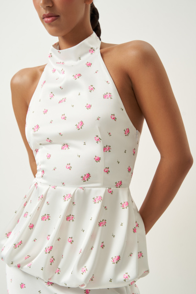 Блузка типа "топ" с принтом (белый) (M)