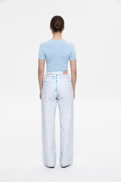 Джинсы с металлизированным покрытием/Foil coated denim pants (28/M, голубой/blue) 1741