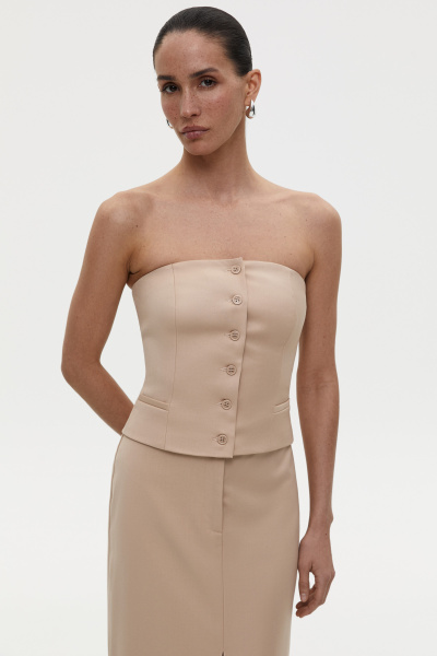 Топ из костюмной ткани (XS, бежевый) 