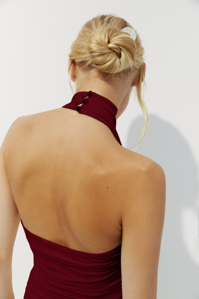 Топ халтер со стойкой (бордовый) (M) 