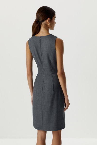 Платье-футляр без рукавов (темно-серый меланж) (XS) 