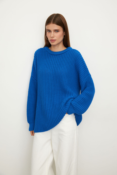 Свитер крупной вязки из хлопка (one size, электрик) 2213