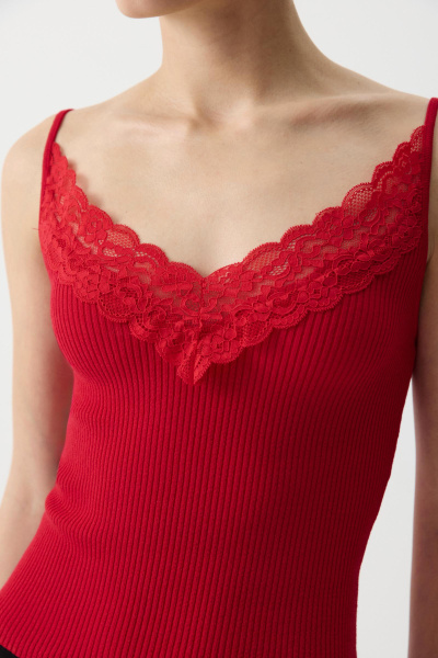 Топ вязаный с кружевом (Красный) (M) 