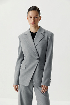 Пиджак однобортный приталенный (серый меланж)