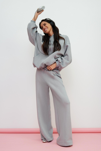 Брюки на резинке с рельефными швами (XS/S, серый)