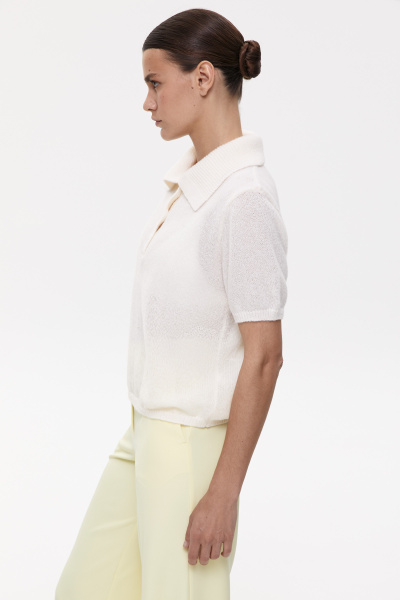 Поло ажурной вязки (XS/S, молочный) 