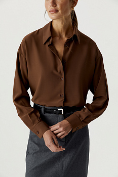 Блуза свободного кроя (коричневый)