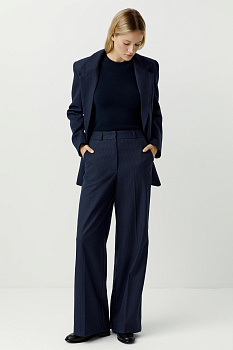 Брюки из костюмной ткани (темно-синий)