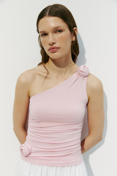 Топ трикотажный с розами (M, барби) 2169