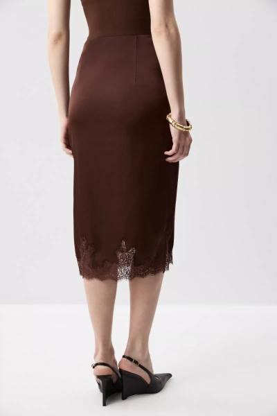 Юбка миди с кружевом по низу (Шоколадный) (S)