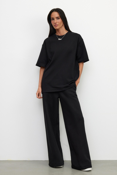 Футболка с рельефными швами (one size, черный)