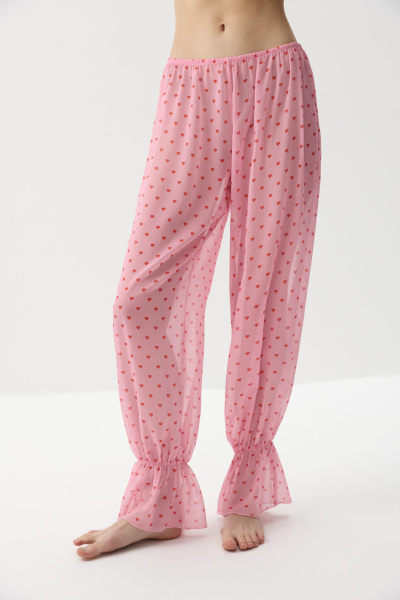 Брюки с принтом сердечки (Розовый) (M) 