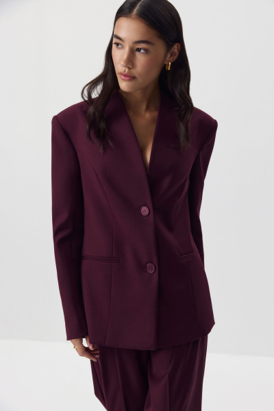 Пиджак без лацканов (сливовый) (M) 
