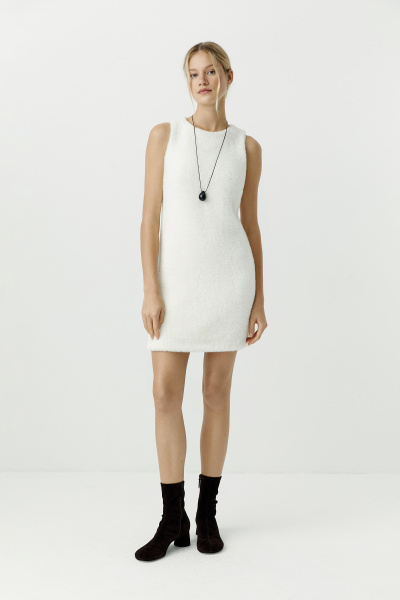 Платье из ворсовой ткани (молочный) (XS) 