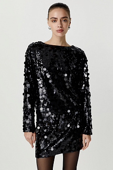 Блуза из ткани с пайетками (черный)