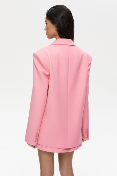 Пиджак оверсайз с боковыми разрезами (S, розовый) 