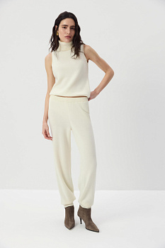 Брюки - джоггеры вязаные с шерстью (Молочный)