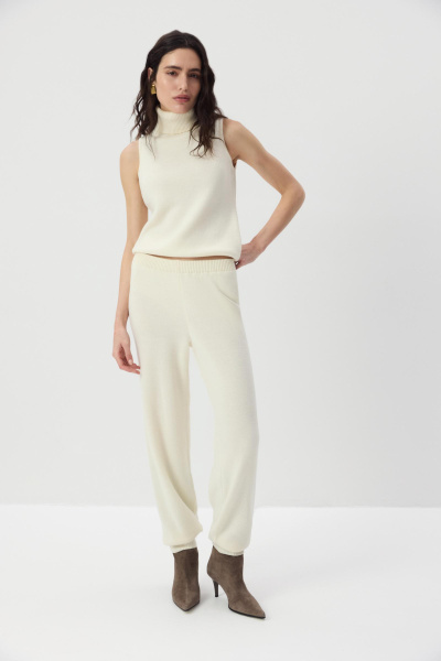 Брюки - джоггеры вязаные с шерстью (Молочный) (M) 