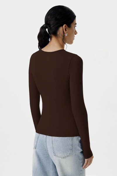 Лонгслив базовый из вискозы (коричневый) (M) 