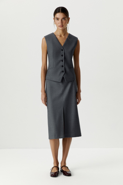 Жилет классический из костюмной ткани (темно-серый меланж) (XS)