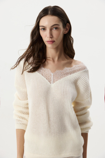 Джемпер с кружевом (Молочный) (XS/S) 