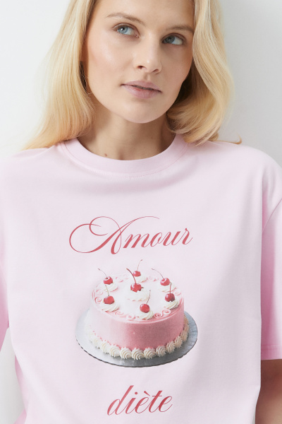 Футболка с принтом Love (розовый) (XS)