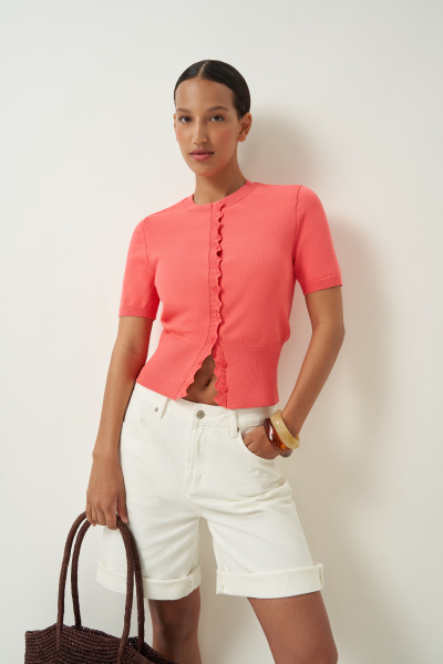 Кардиган с фестонами (лососевый) (M/L) 