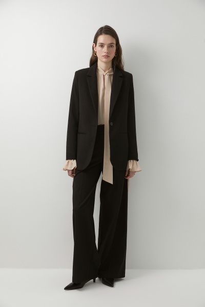 Пиджак прямой на одну пуговицу из костюмной ткани (черный) (XS) 