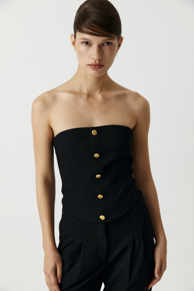 Топ-корсет с декоративными пуговицами (черный) (S)