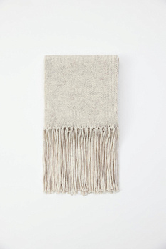 Шарф из шерсти с бахромой (светло-бежевый меланж)