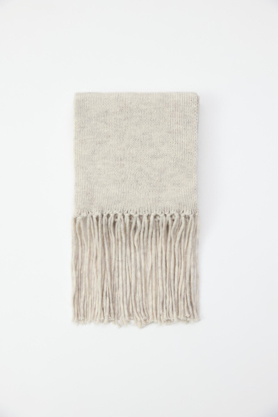Шарф из шерсти с бахромой (светло-бежевый меланж) (one size)