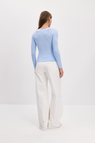 Лонгслив базовый из вискозы (голубой) (L) 