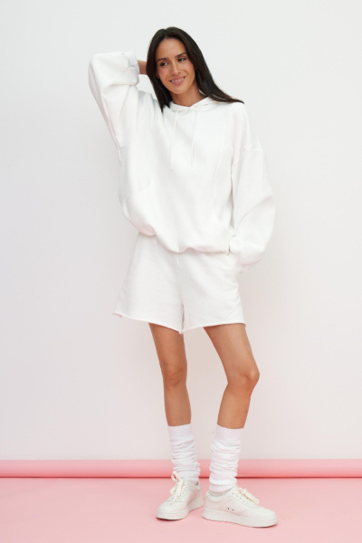 Худи оверсайз с рельефными швами (one size, молочный)