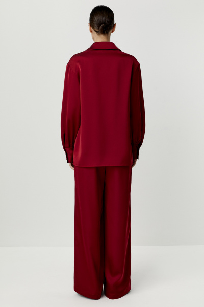 Рубашка из сатина с высоким манжетом (бордовый) (M/L) 