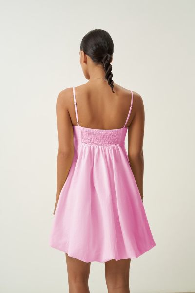 Платье баллон на лямках (розовый) (XS)