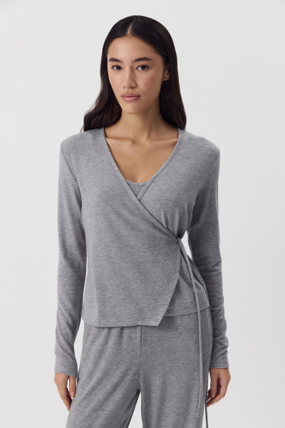 Кардиган с завязками из мягкого трикотажа (Серый) (M) 