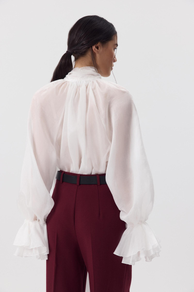 Блуза с бантом из тенсела (белый) (M/L) 