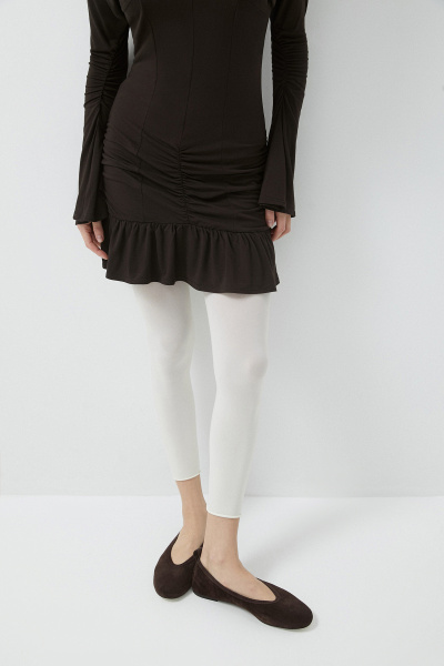 Платье мини со сборками (коричневый) (M) 