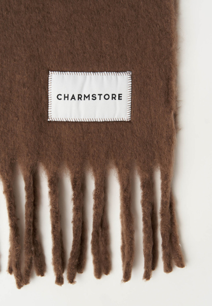 Шарф объемный с бахромой (коричневый) (one size) 