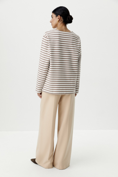 Лонгслив в полоску (молочный /коричневый) (XS/S) 