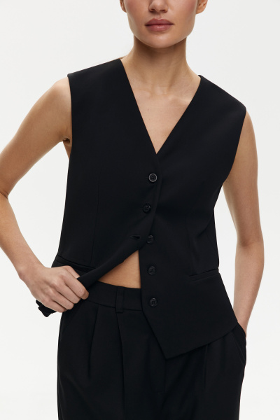 Жилет классический из костюмной ткани (XXS, черный)
