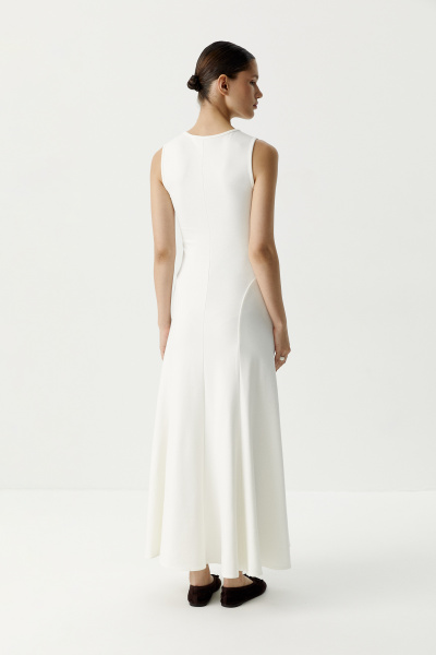 Платье макси c рельефными швами (молочный) (XS) 