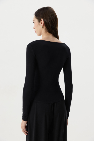 Лонгслив с декоративными пуговицами (Черный) (M) 